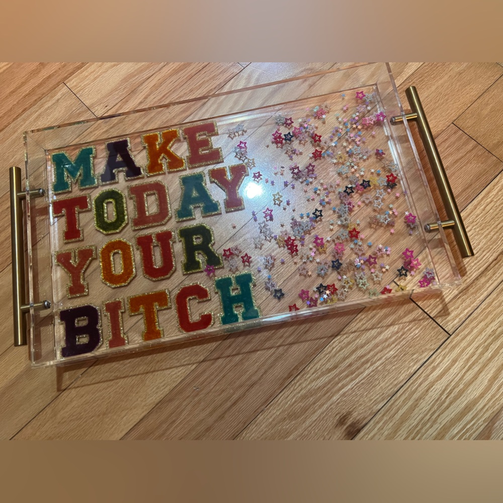 ✨One of a kind! Handmade epoxy-resin acrylic serving tray ✨